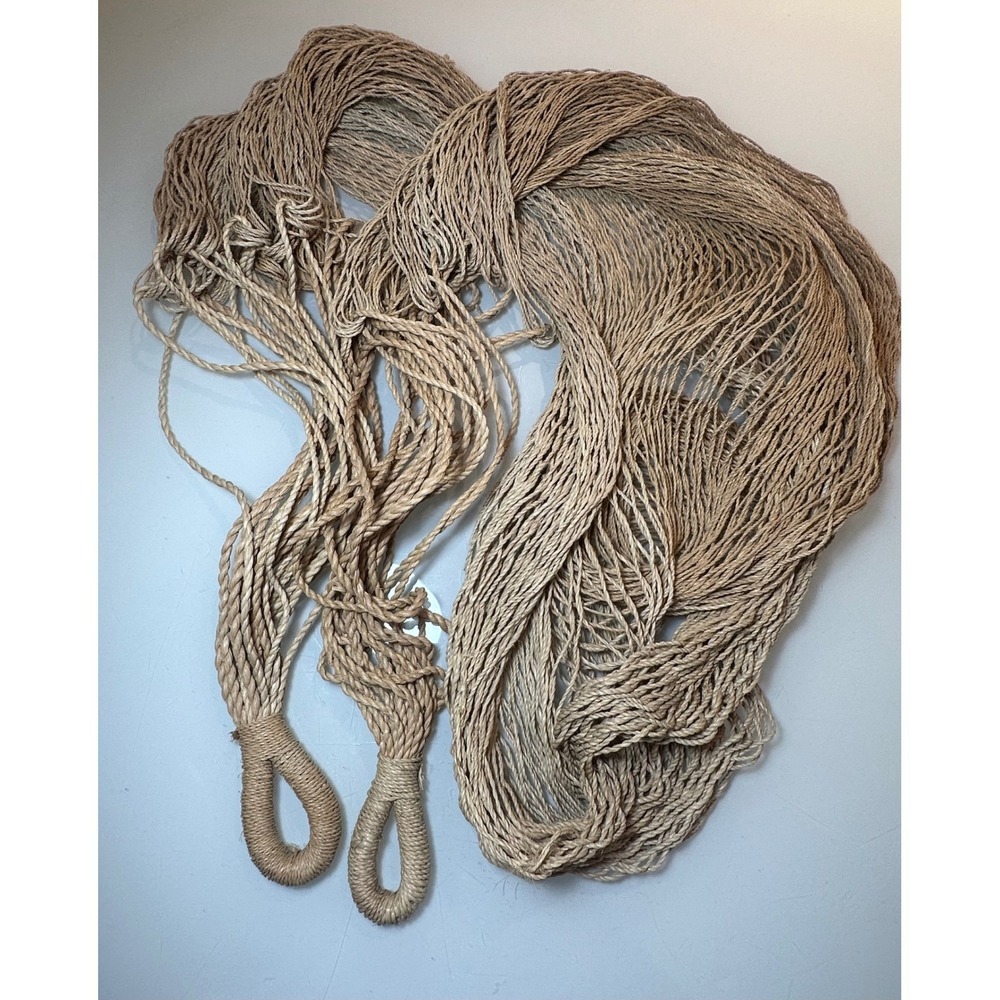 Vintage Hand Woven Sisal Rope Hammock Natural Fiber Mayan Boho Garden 10 ft - Picture 2 of 13